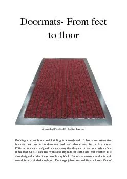 Doormats- From feet to floor