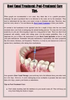 Root Canal Treatment: Post-Treatment Care Tips.