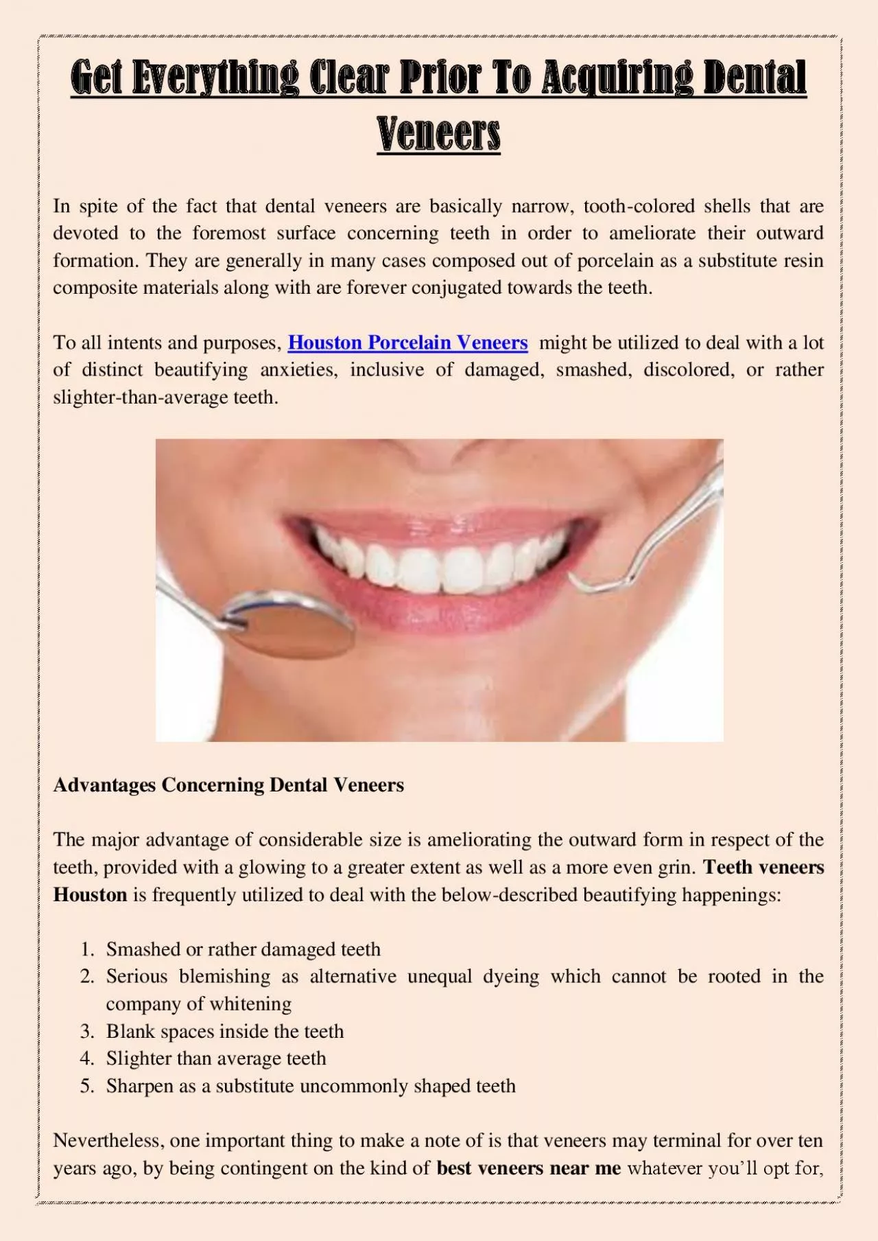 PDF-Get Everything Clear Prior To Acquiring Dental Veneers