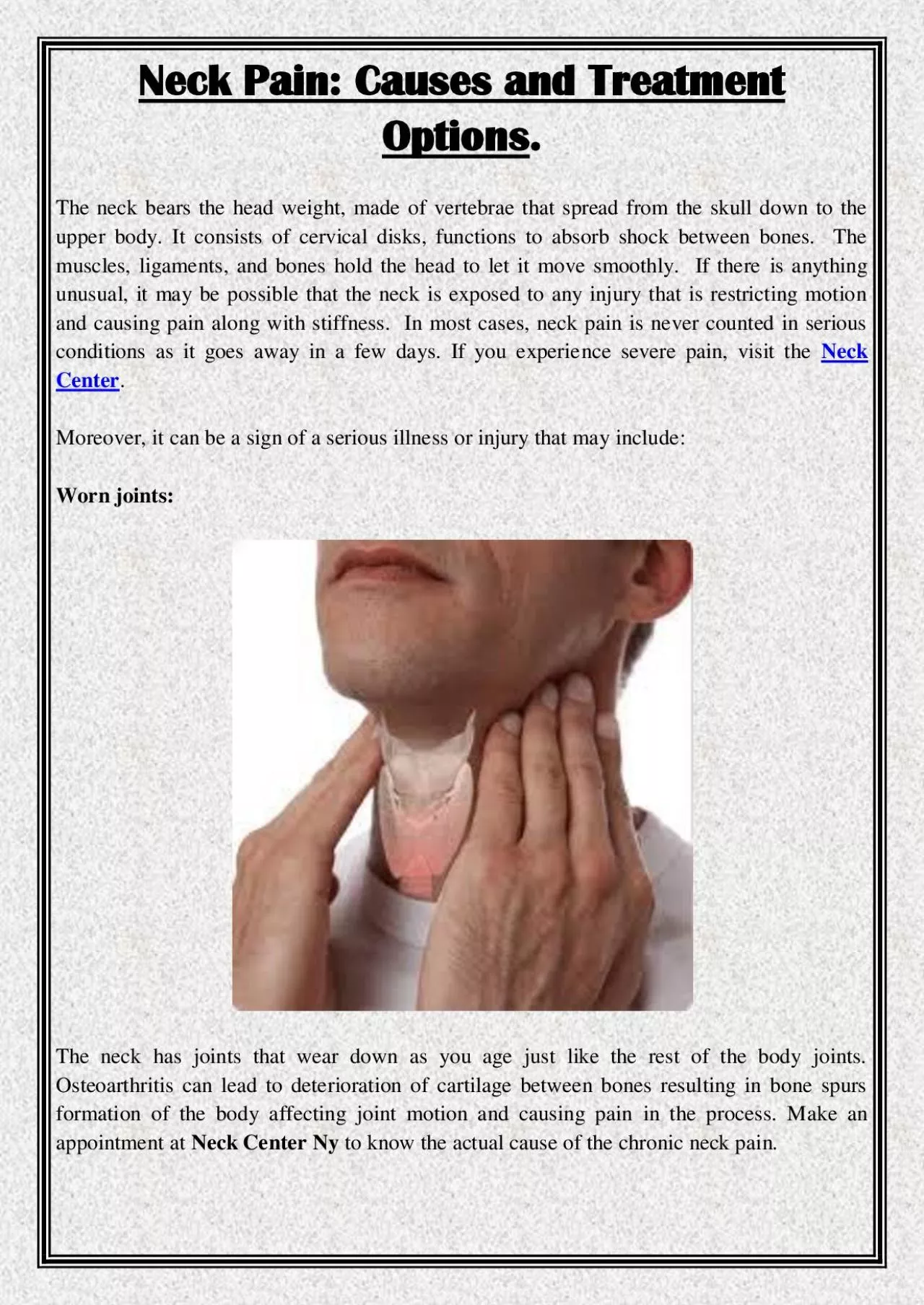 PDF-Neck Pain: Causes and Treatment Options.