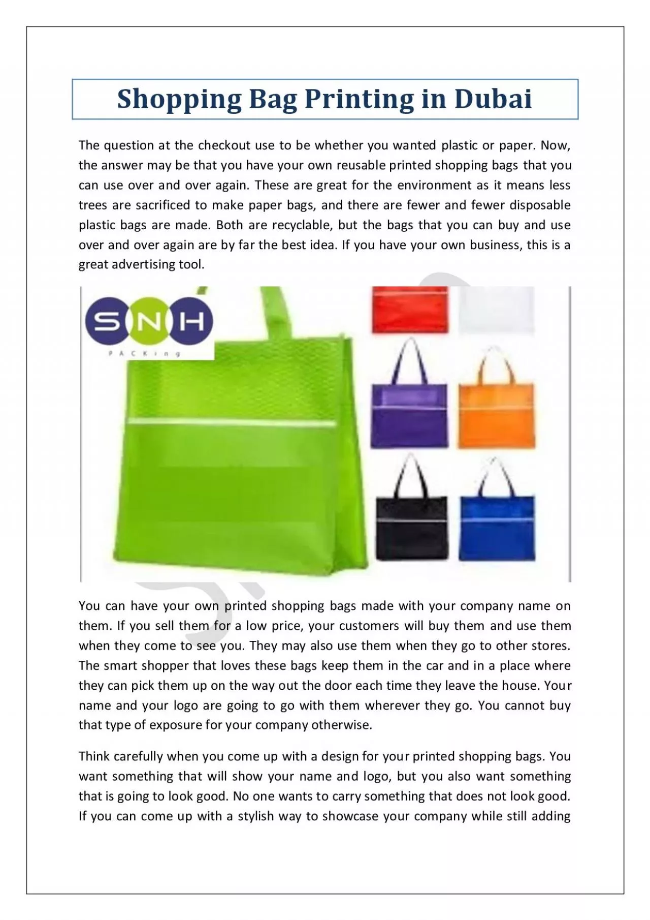 PDF-Shopping Bag Printing in Dubai