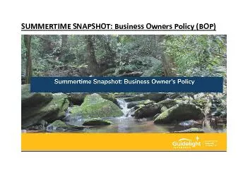 SUMMERTIME SNAPSHOT: Business Owners Policy (BOP)