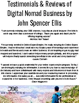 Testimonials & Reviews of Digital Nomad Business by John Spencer Ellis