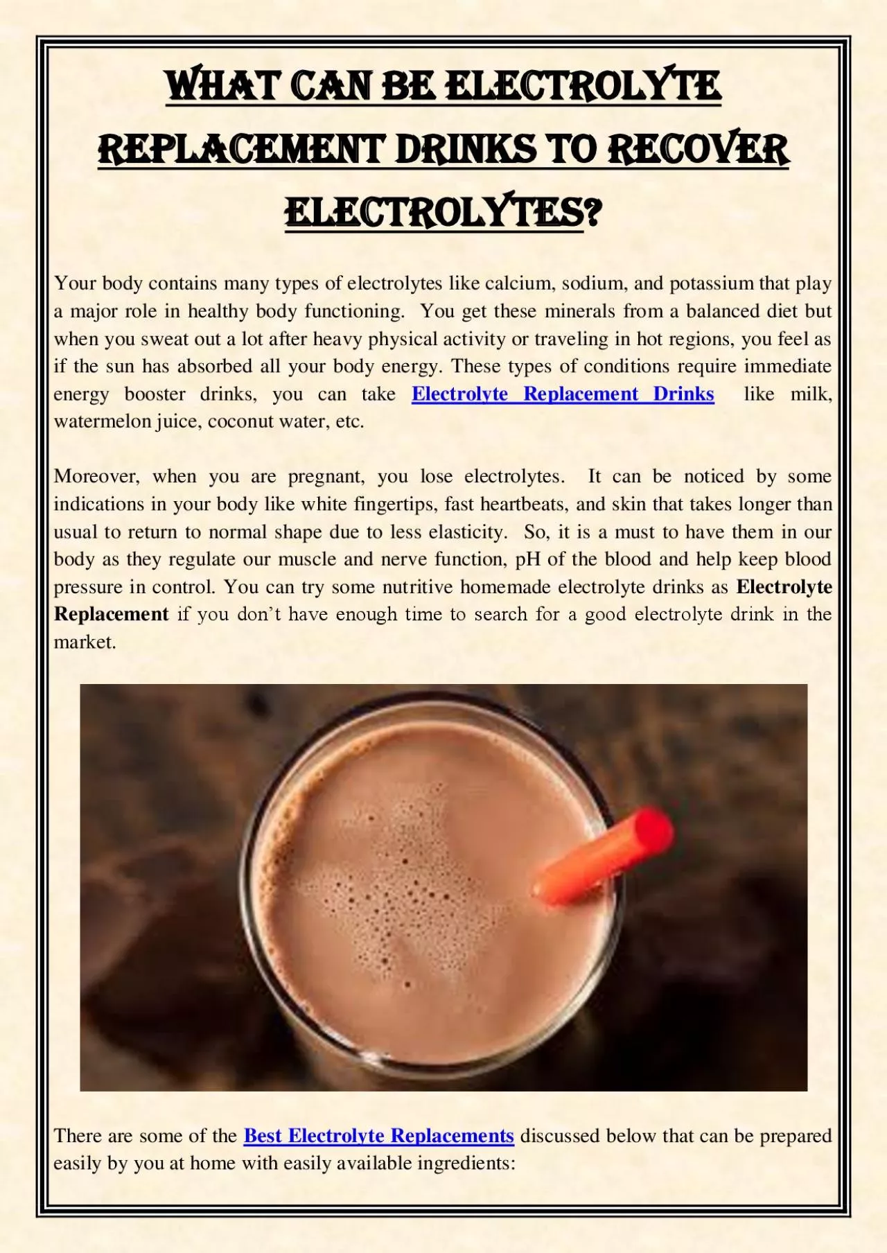 PDF-What can be Electrolyte Replacement Drinks to recover electrolytes?