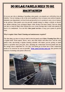 Do Solar Panels Need To Be Maintained?