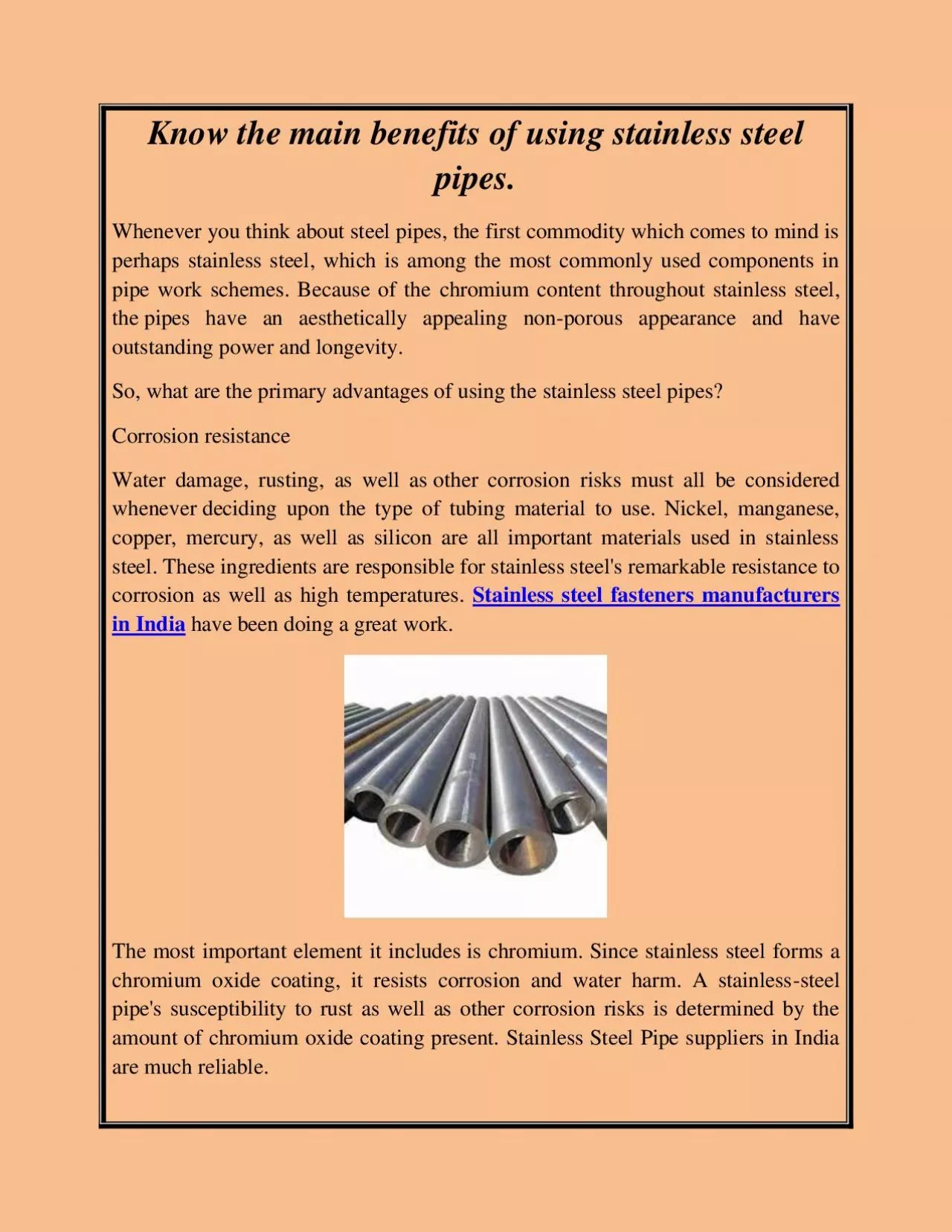 PDF-Know the main benefits of using stainless steel pipes.