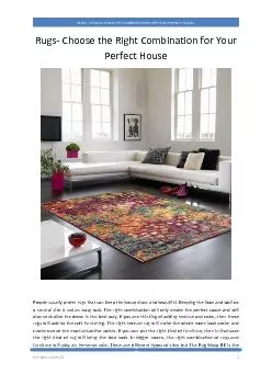 Rugs- Choose the Right Combination for Your Perfect House