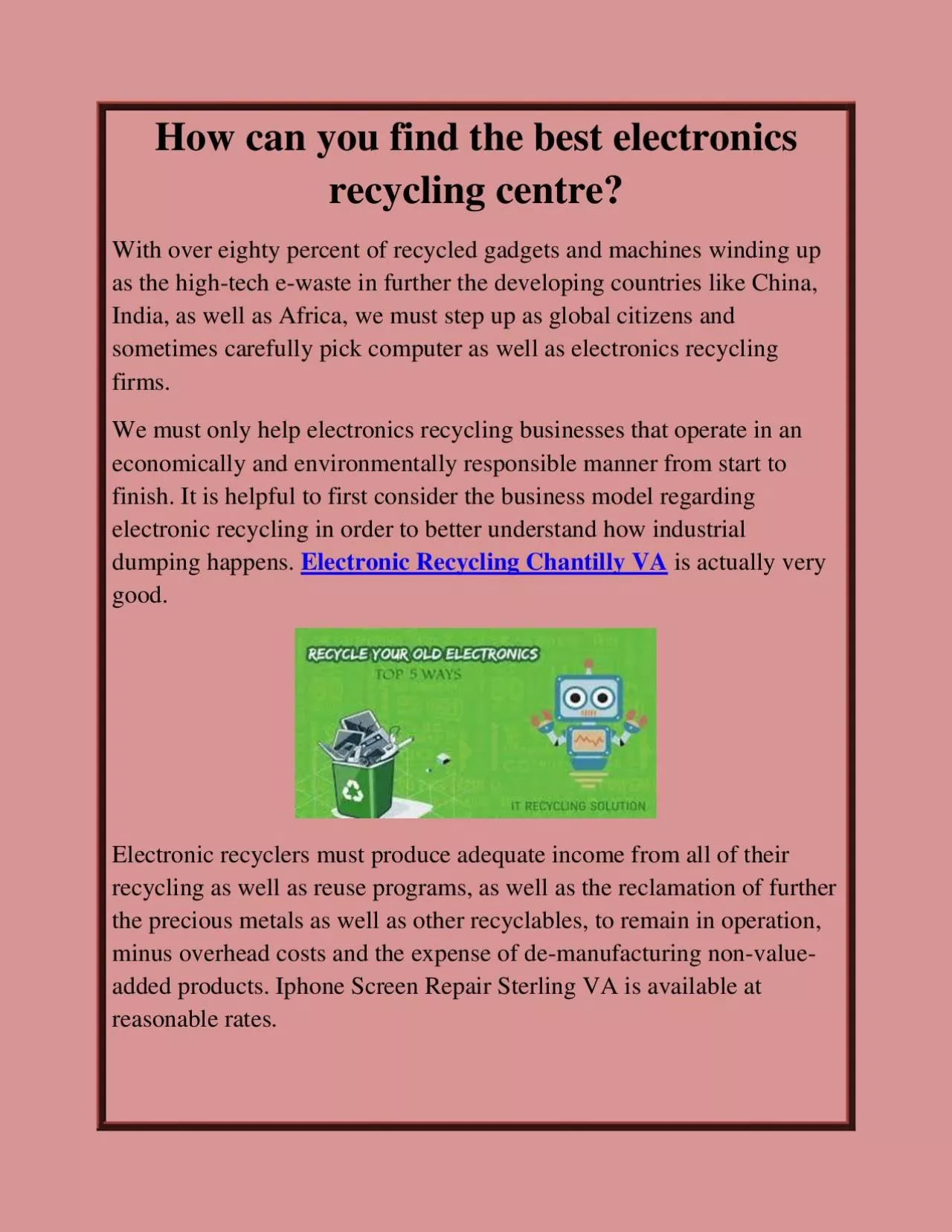 PDF-How can you find the best electronics recycling centre?