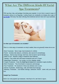 What Are The Different Kinds Of Facial Spa Treatments?
