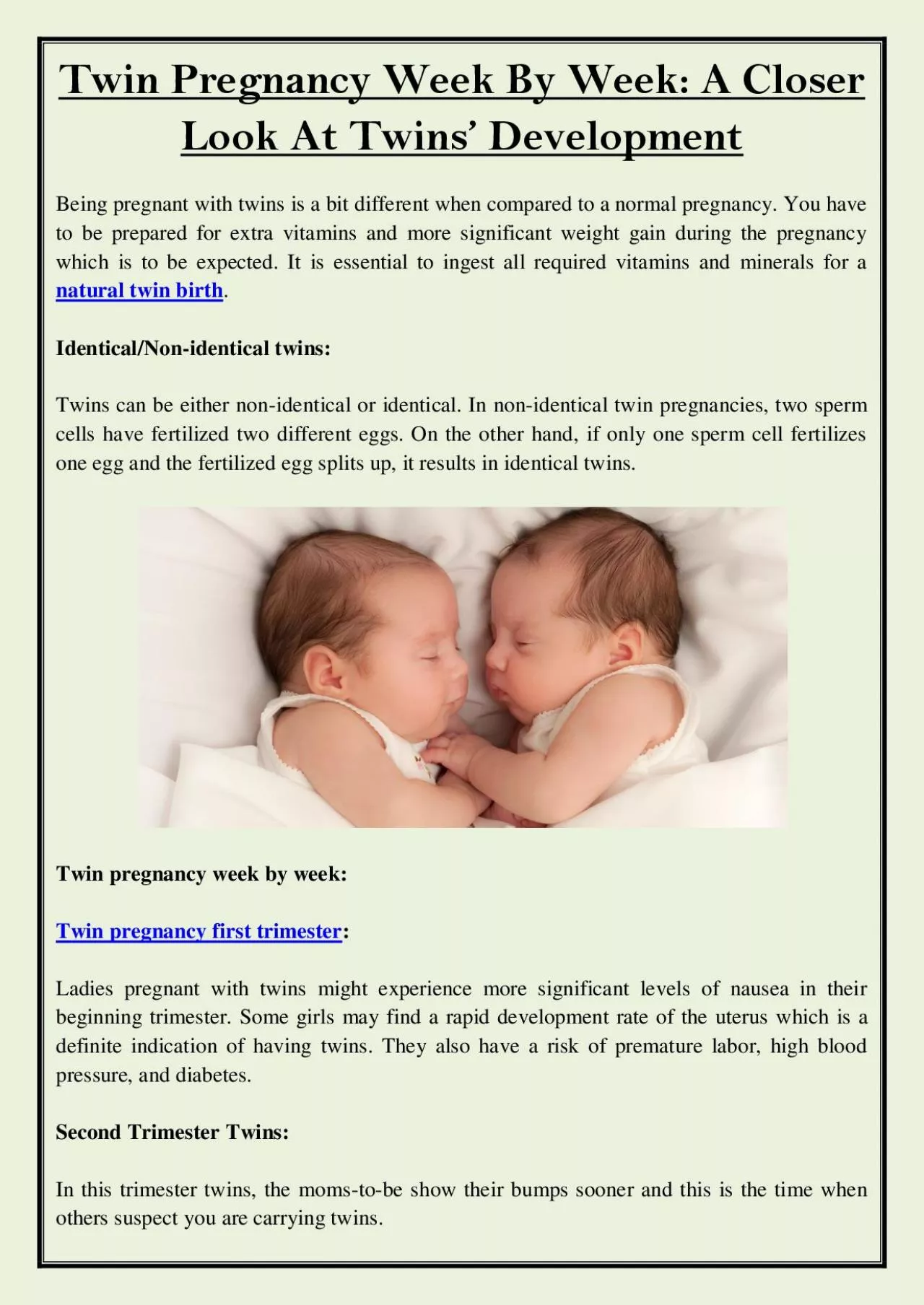 PDF-Twin Pregnancy Week By Week: A Closer Look At Twins’ Development