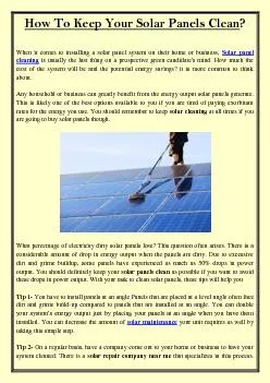 How To Keep Your Solar Panels Clean?
