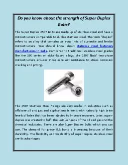 Do you know about the strength of Super Duplex Bolts?