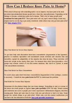 How Can I Reduce Knee Pain At Home?