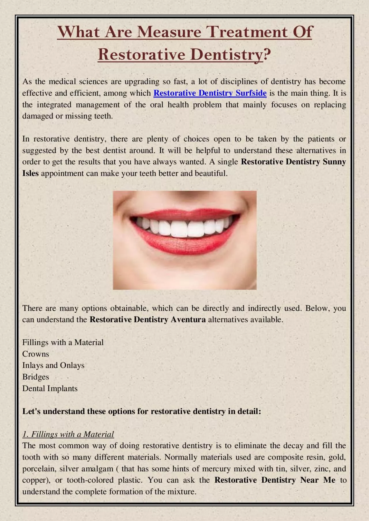 PDF-What Are Measure Treatment Of Restorative Dentistry?