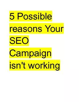 5 Possible reasons Your SEO Campaign isn\'t working