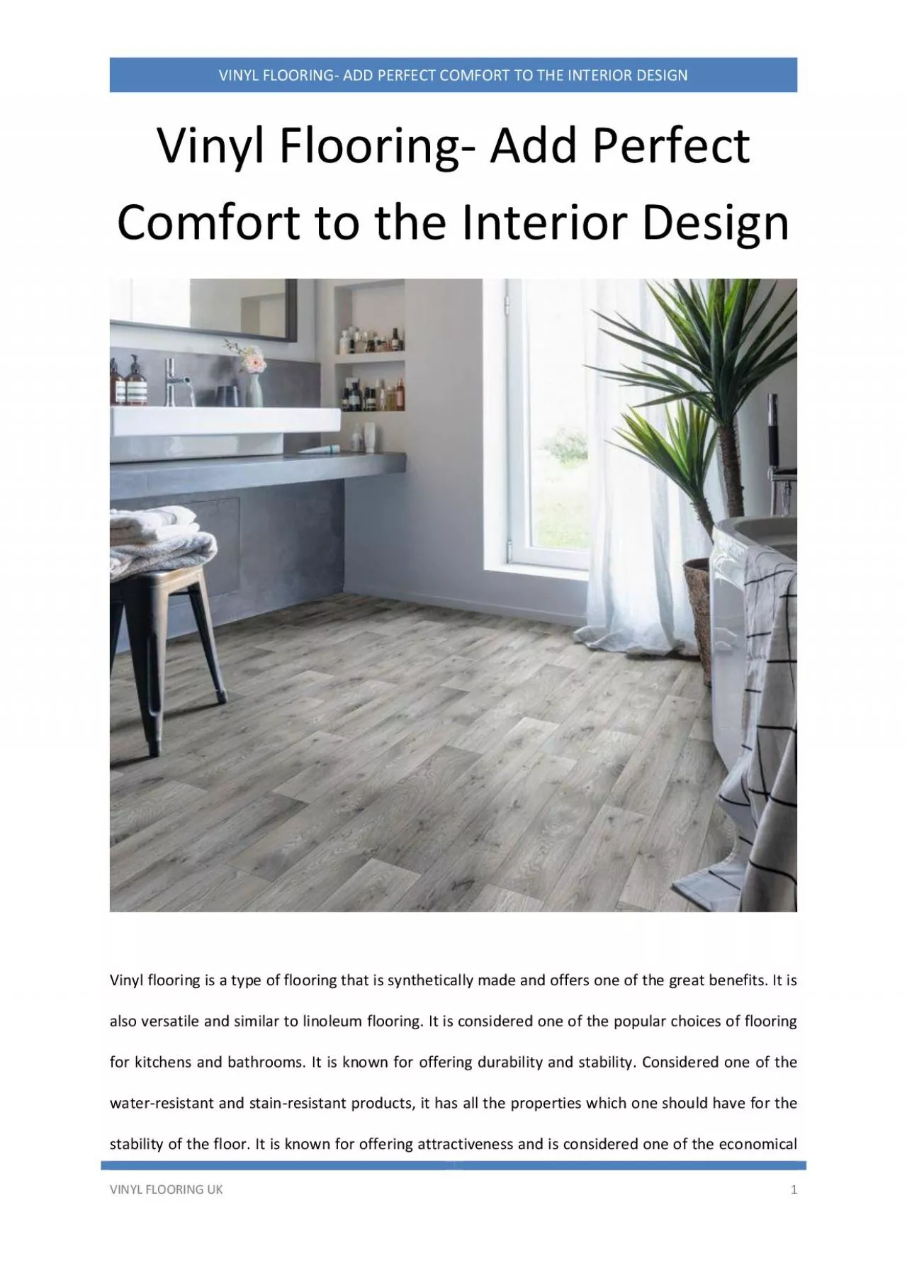 PDF-Vinyl Flooring- Add Perfect Comfort to the Interior Design