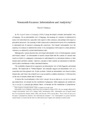 Nineteenth Excursus Inferentialism and Analyticity Dav