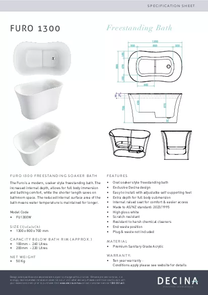 SPECIFICATION SHEET