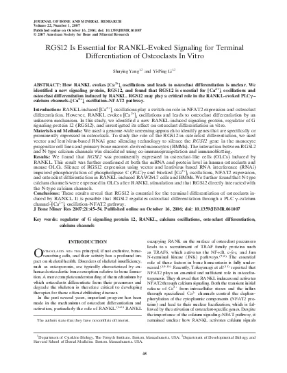 RGS12IsEssentialforRANKLEvokedSignalingforTerminalDifferentiationofOs