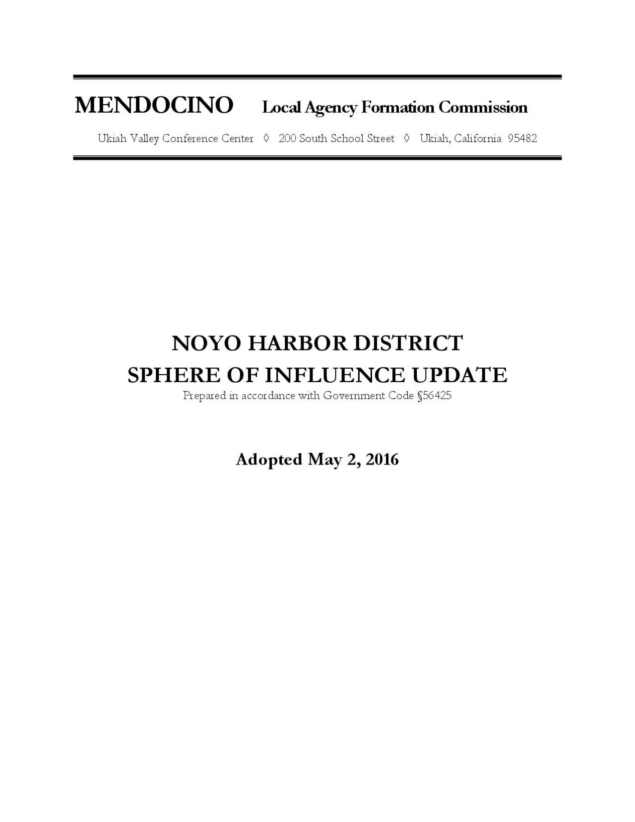 PDF-x0000x0000NOYO ARBOR ISTRICTPHERE OF NFLUENCE PDATEENDOCINO LAFCx0000x