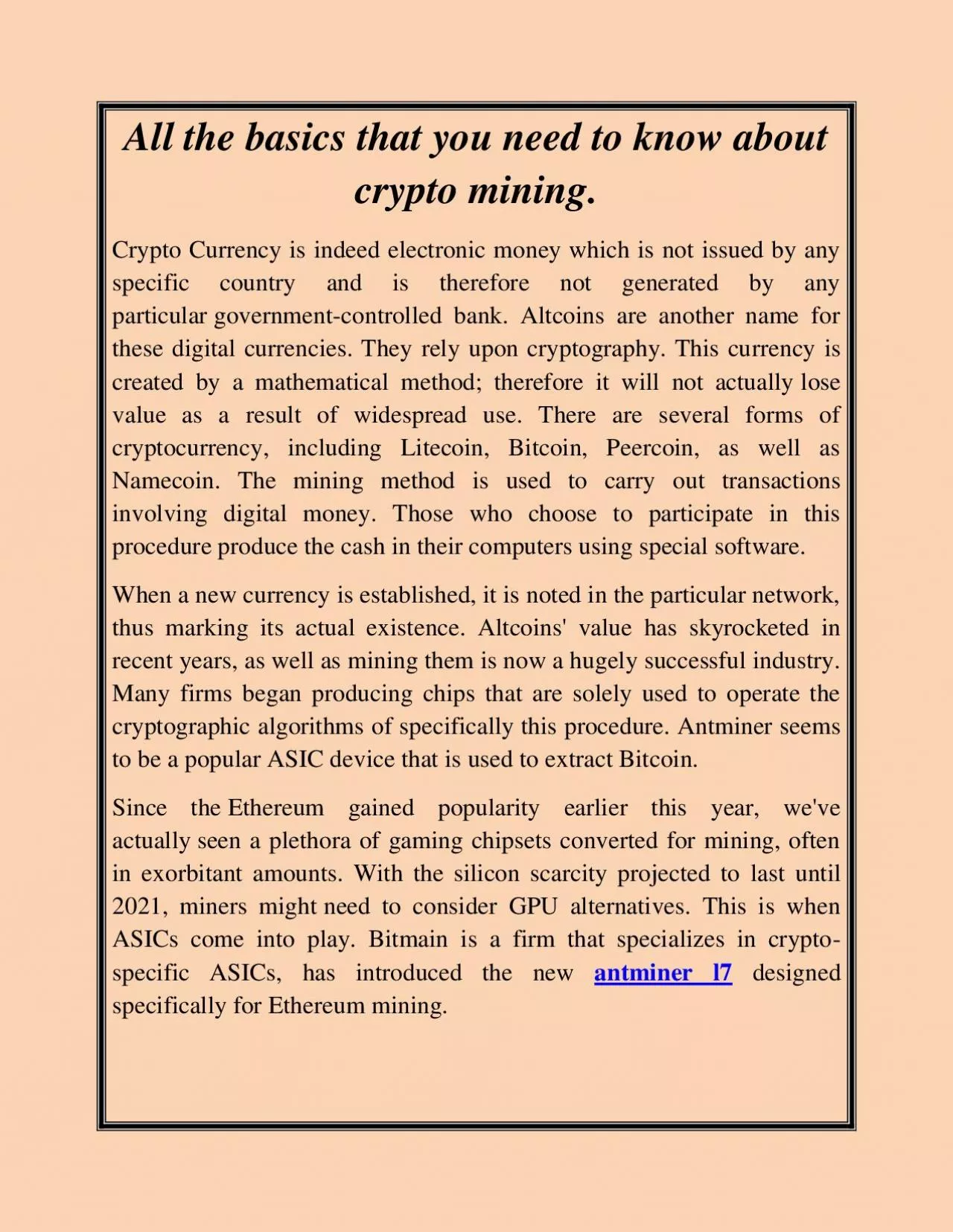 PDF-All the basics that you need to know about crypto mining.