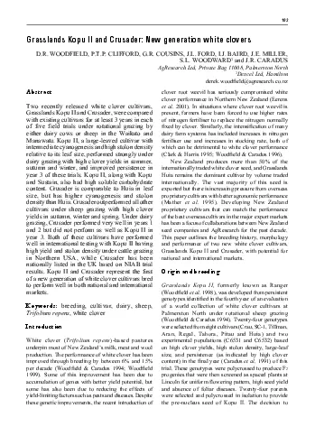 Grasslands Kopu II and Crusader New generation white clovers DR Woodfi