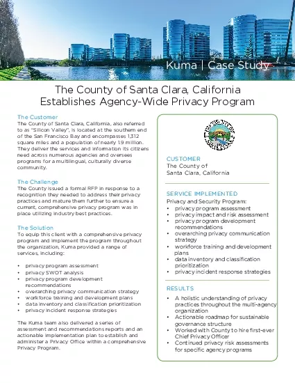 PDF-The County of Santa Clara California Establishes AgencyWide Privacy P