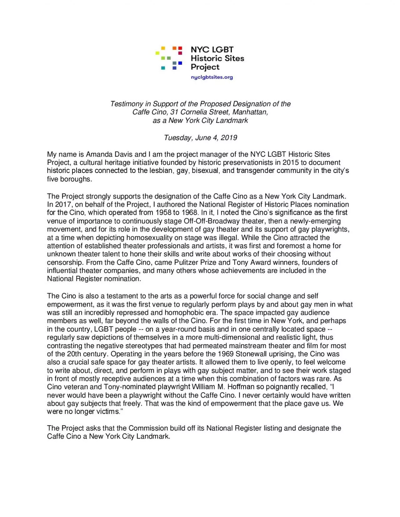 PDF-Testimony in Support of the Proposed Designation of the