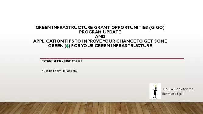 GREEN INFRASTRUCTURE GRANT OPPORTUNITIES GIGO