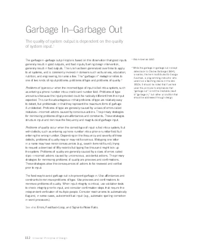 Universal Principles of DesignGarbage In150Garbage OutThe quality of s