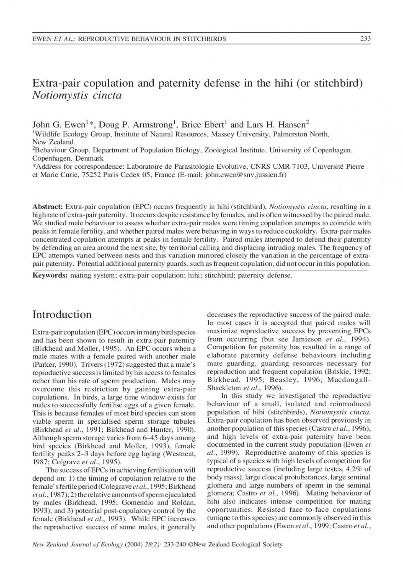 PDF-234NEW ZEALAND JOURNAL OF ECOLOGY VOL 28 NO 2 2004attempted to defend