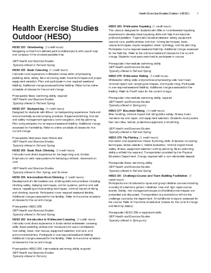 Health Exercise Studies Outdoor HESO