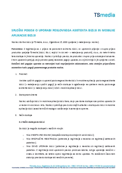 PDF-SPLONI POGOJI O UPORABI POSLOVNEGA ASISTENTA BIZISI IN MOBILNE