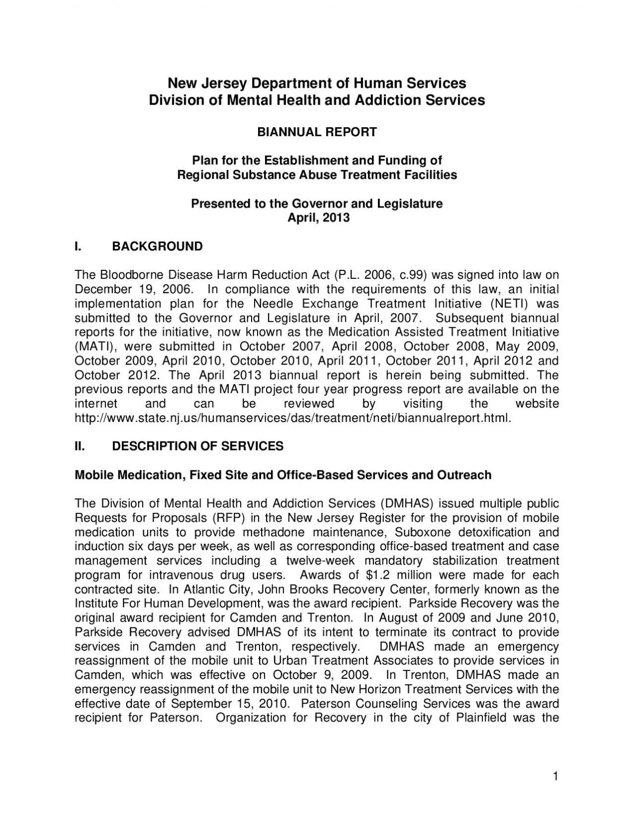 PDF-New Jersey DepartmentBIANNUAL REPORT Regional Substance Abuse Treatmen