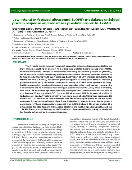 Low intensity focused ultrasound LOFU modulates unfolded