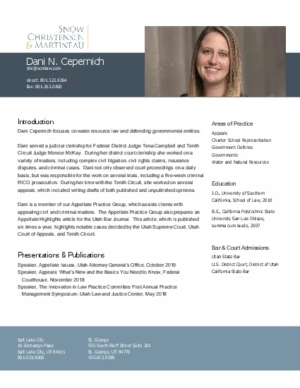 PDF-IntroductionDani Cepernich focuses on water resource law and defending