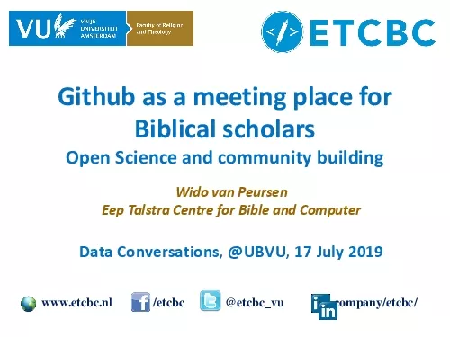 Githubas a meeting place for Biblical scholarsOpen Science and communi