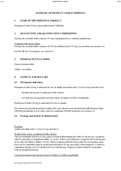 x0000x0000spcdcppantoprazolmibe20mg03201SUMMARY OF PRODUCT CHARACTERIS