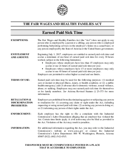 THE FAIR WAGES AND HEALTHY FAMILIES ACT
