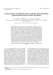 Casein and whey exert different effects on plasma amin