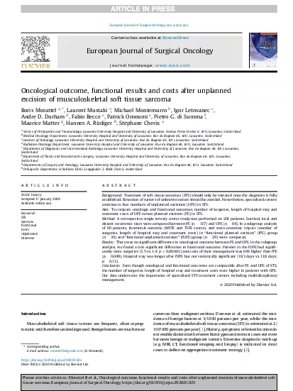 Oncologicaloutcomefunctionalresultsandcostsafterunplannedexcisionofmus