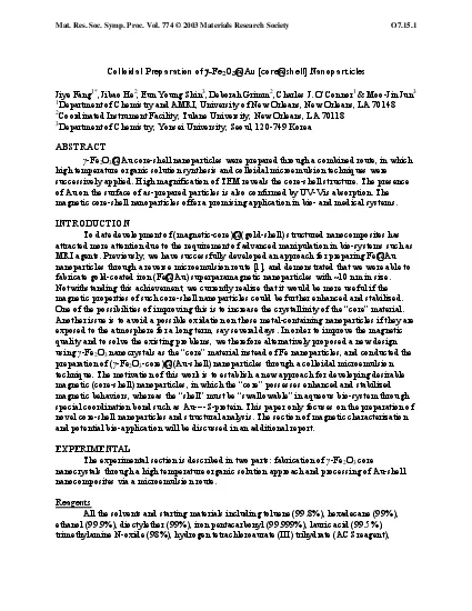 Fe2O3Au coreshell Nanoparticles  Jiye Fang1 Jibao He2 Eun Young Shin3