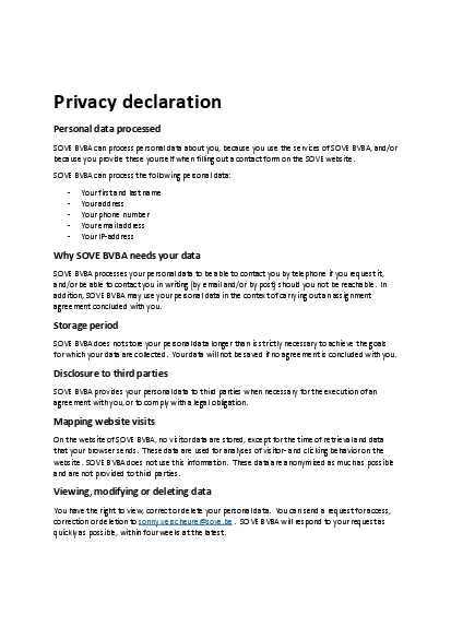 Privacy declaration