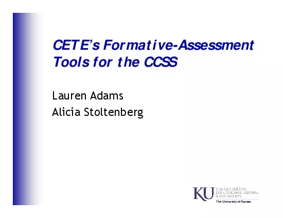 CETEs FormativeAssessment Tools for the CCSSLauren AdamsAlicia Stolte