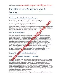 Café Kenya Case Study Solution & Analysis
