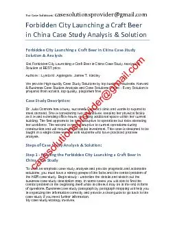 Forbidden City Launching a Craft Beer in China Case Study Solution & Analysis