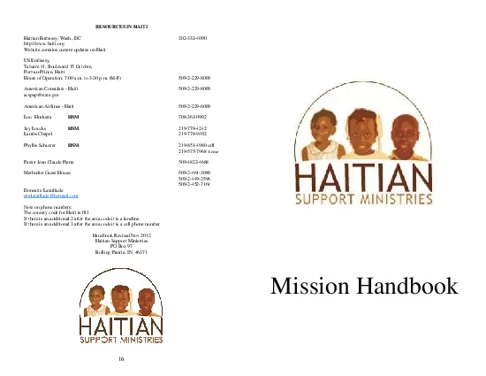 16 RESOURCES IN HAITI Haitian Embassy Wash DC     2023324090       h