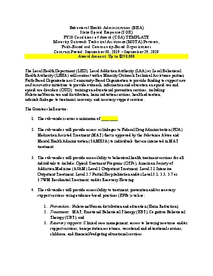 PDF-Behavioral Health AdministrationBHState Opioid Response SORFY20 Condit