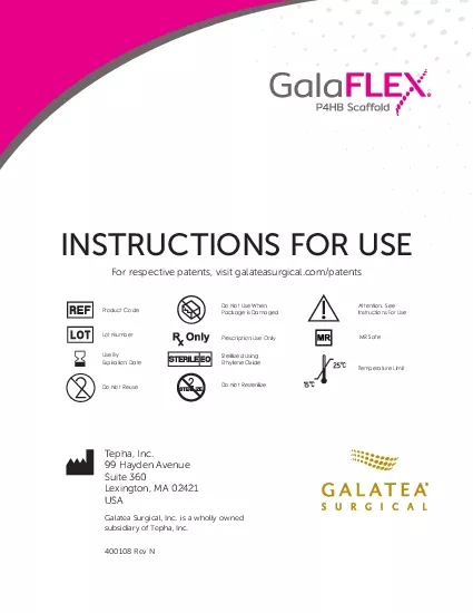 INSTRUCTIONS FOR USEFor respective patents visit galateasurgicalcompa