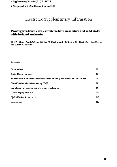 Supplementary Material ESI for PCCP Abil E Aliev Jolle Mose William B